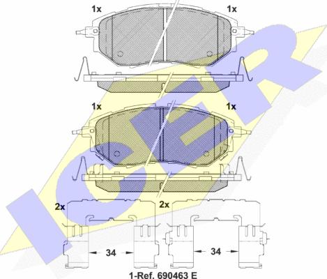 Icer 181697-067 - Bremžu uzliku kompl., Disku bremzes autospares.lv