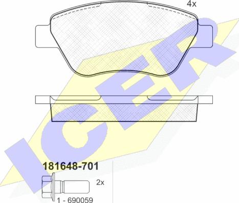 Icer 181648-701 - Brake Pad Set, disc brake www.autospares.lv