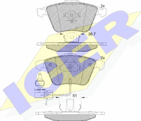 Icer 181654 - Bremžu uzliku kompl., Disku bremzes autospares.lv