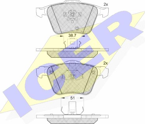 Icer 181655 - Bremžu uzliku kompl., Disku bremzes autospares.lv