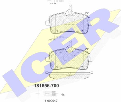 Icer 181656-700 - Bremžu uzliku kompl., Disku bremzes autospares.lv