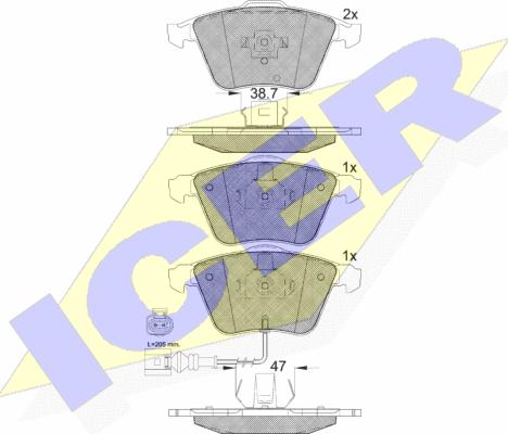 Icer 181653 - Bremžu uzliku kompl., Disku bremzes autospares.lv