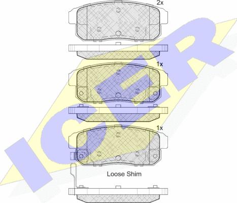 Icer 181667 - Bremžu uzliku kompl., Disku bremzes www.autospares.lv