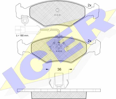 Icer 181603 - Bremžu uzliku kompl., Disku bremzes www.autospares.lv