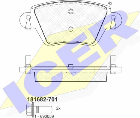 Icer 181682-701 - Brake Pad Set, disc brake www.autospares.lv