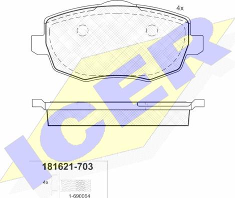 Icer 181621-703 - Bremžu uzliku kompl., Disku bremzes www.autospares.lv