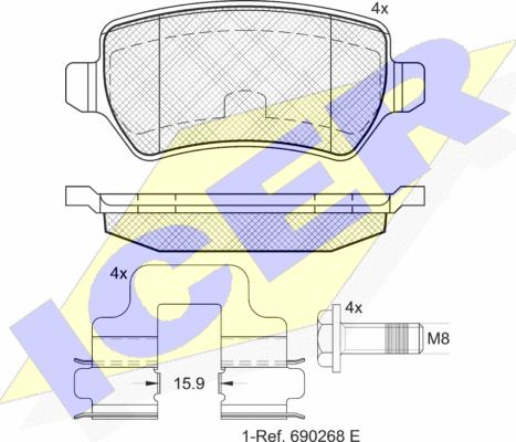 Icer 181622-204 - Bremžu uzliku kompl., Disku bremzes www.autospares.lv