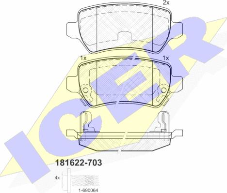 Icer 181622-703 - Bremžu uzliku kompl., Disku bremzes www.autospares.lv