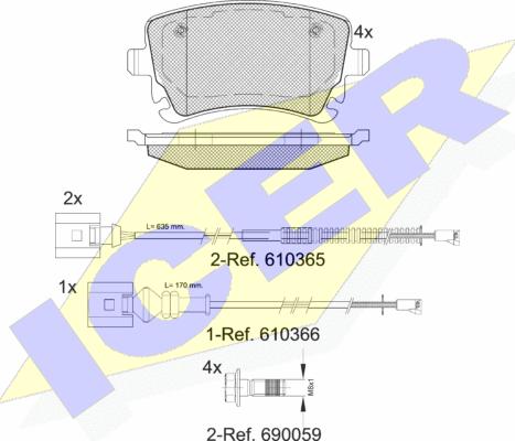 Icer 181674-208 - Bremžu uzliku kompl., Disku bremzes autospares.lv