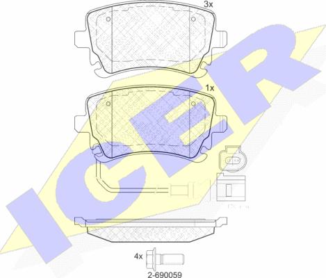 Icer 181674-203 - Bremžu uzliku kompl., Disku bremzes autospares.lv