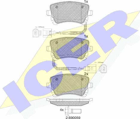 Icer 181674 - Bremžu uzliku kompl., Disku bremzes www.autospares.lv