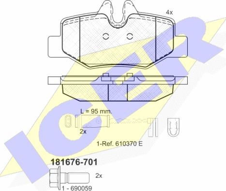 Icer 181676-701 - Bremžu uzliku kompl., Disku bremzes www.autospares.lv