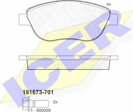 Icer 181673-701 - Тормозные колодки, дисковые, комплект www.autospares.lv