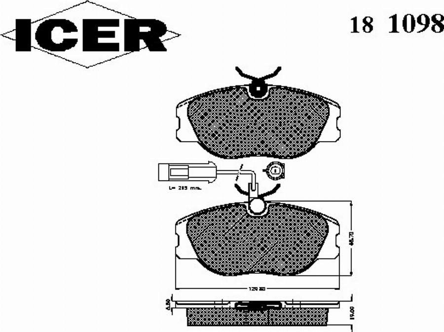 Icer 181098 - Brake Pad Set, disc brake www.autospares.lv