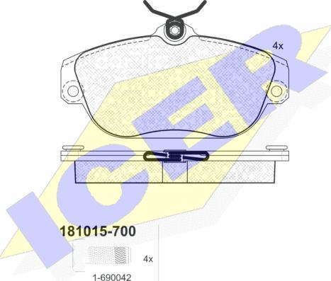 Icer 181015-700 - Bremžu uzliku kompl., Disku bremzes www.autospares.lv