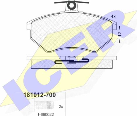 Icer 181012-700 - Brake Pad Set, disc brake www.autospares.lv