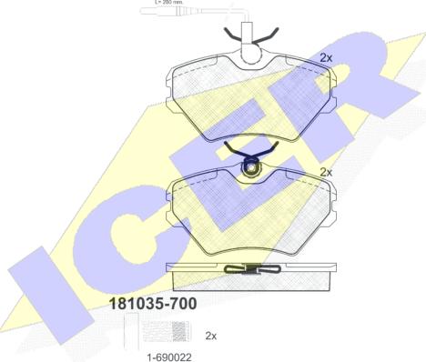 Icer 181035-700 - Bremžu uzliku kompl., Disku bremzes www.autospares.lv