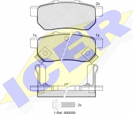 Icer 181024 - Bremžu uzliku kompl., Disku bremzes www.autospares.lv