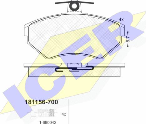 Icer 181156-700 - Тормозные колодки, дисковые, комплект www.autospares.lv