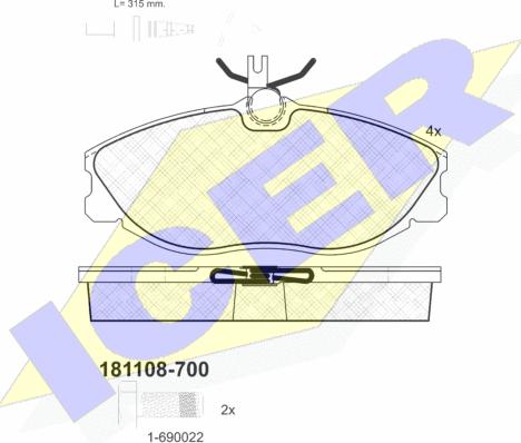 Icer 181108-700 - Bremžu uzliku kompl., Disku bremzes www.autospares.lv