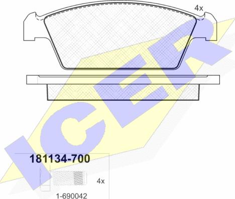 Icer 181134-700 - Bremžu uzliku kompl., Disku bremzes autospares.lv