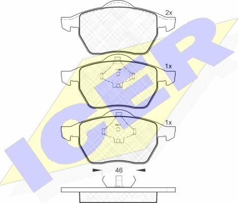 Icer 181138 - Bremžu uzliku kompl., Disku bremzes autospares.lv