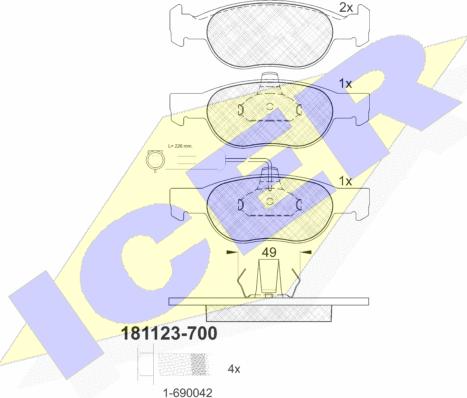 Icer 181123-700 - Тормозные колодки, дисковые, комплект www.autospares.lv