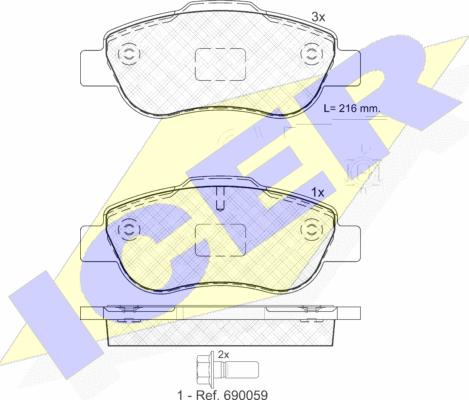 Icer 181843 - Bremžu uzliku kompl., Disku bremzes www.autospares.lv