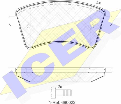 Icer 181854-200 - Bremžu uzliku kompl., Disku bremzes www.autospares.lv