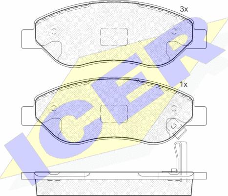 Icer 181850 - Bremžu uzliku kompl., Disku bremzes autospares.lv