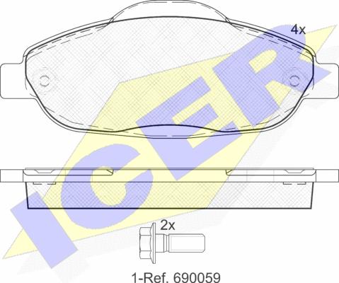 Icer 181851 - Bremžu uzliku kompl., Disku bremzes autospares.lv