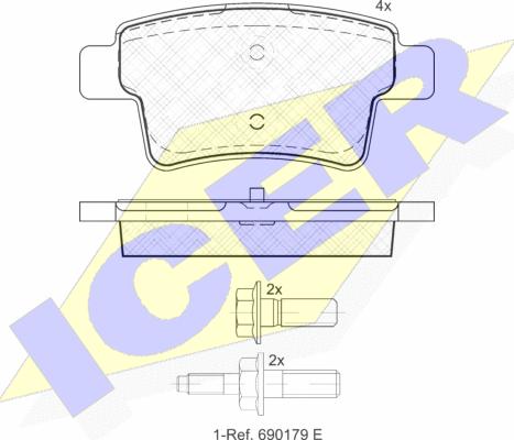 Icer 181853 - Bremžu uzliku kompl., Disku bremzes autospares.lv