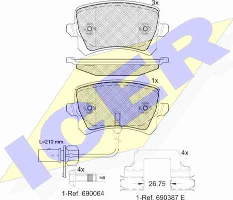 Icer 181857-203 - Bremžu uzliku kompl., Disku bremzes autospares.lv