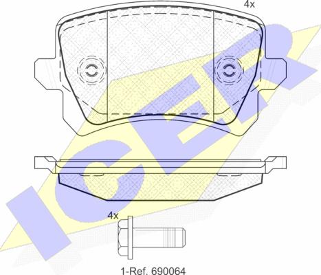 Icer 181857 - Bremžu uzliku kompl., Disku bremzes autospares.lv