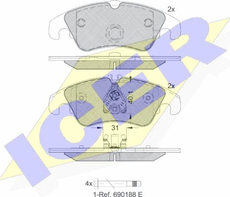 Icer 181862-203 - Bremžu uzliku kompl., Disku bremzes www.autospares.lv