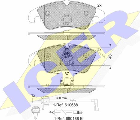 Icer 181862-202 - Bremžu uzliku kompl., Disku bremzes www.autospares.lv