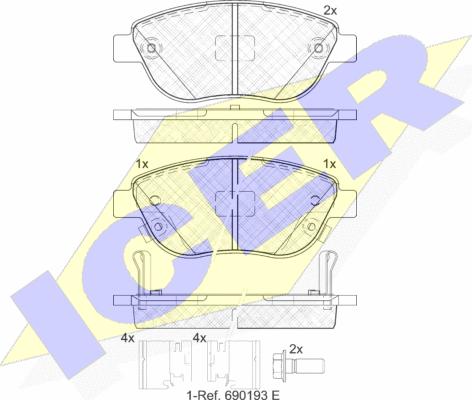 Icer 181809-203 - Bremžu uzliku kompl., Disku bremzes www.autospares.lv