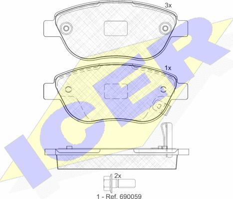 Icer 181809 - Тормозные колодки, дисковые, комплект www.autospares.lv