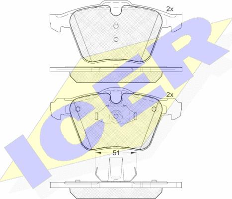 Icer 181805 - Bremžu uzliku kompl., Disku bremzes www.autospares.lv