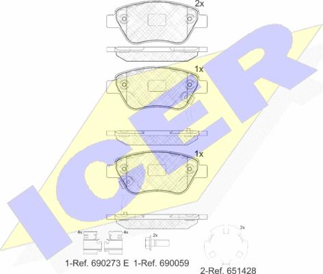 Icer 181810-203 - Bremžu uzliku kompl., Disku bremzes www.autospares.lv