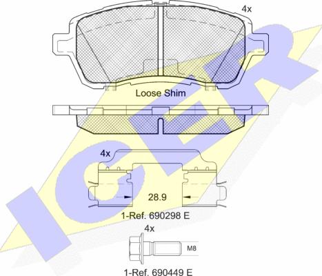 Icer 181881-204 - Bremžu uzliku kompl., Disku bremzes www.autospares.lv