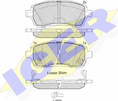 Icer 181881 - Тормозные колодки, дисковые, комплект www.autospares.lv