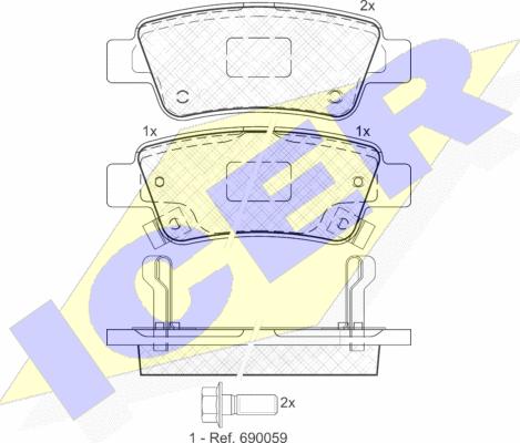 Icer 181888 - Bremžu uzliku kompl., Disku bremzes autospares.lv