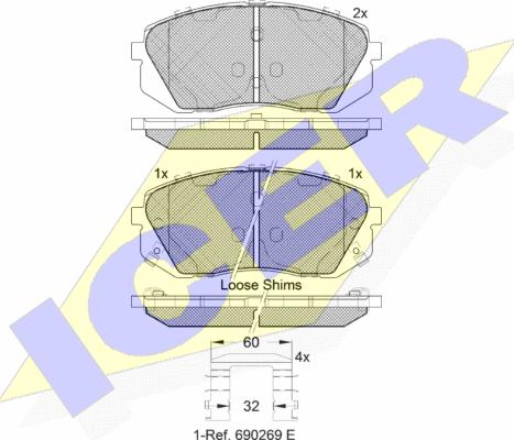 Icer 181826-201 - Тормозные колодки, дисковые, комплект www.autospares.lv