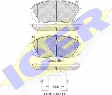 Icer 181826-202 - Bremžu uzliku kompl., Disku bremzes www.autospares.lv