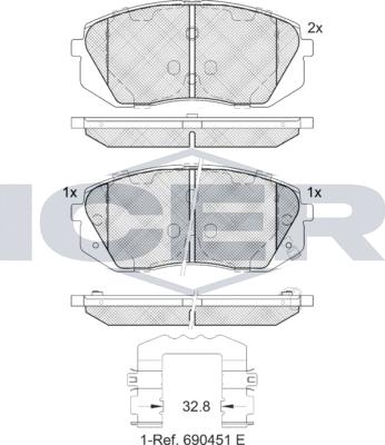 Icer 181826e1 - Bremžu uzliku kompl., Disku bremzes www.autospares.lv