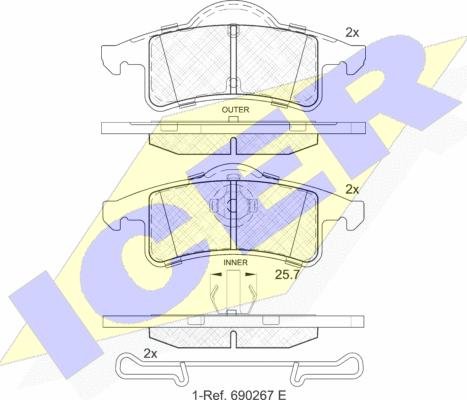 Icer 181399 - Bremžu uzliku kompl., Disku bremzes www.autospares.lv