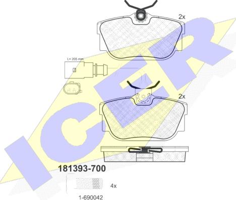 Icer 181393-700 - Тормозные колодки, дисковые, комплект www.autospares.lv