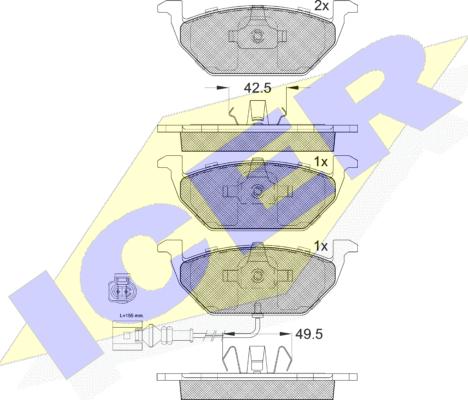 Icer 181349400 - Bremžu uzliku kompl., Disku bremzes www.autospares.lv