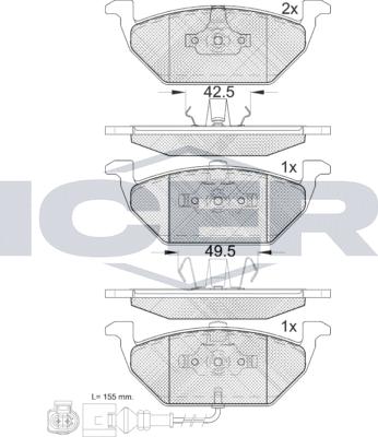 Icer 181349-071 - Bremžu uzliku kompl., Disku bremzes www.autospares.lv